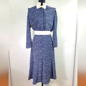 Vintage Cheryl Kaye bow tie print secretary dress